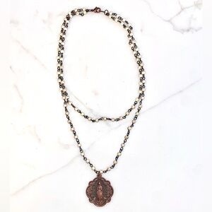 Double stranded Bronze Colored Marian Necklace